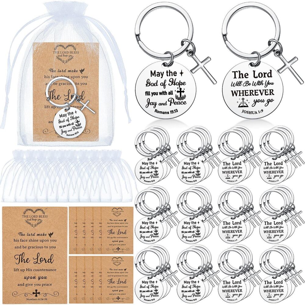 2238 50 Set Christian Cross Keychains Bulk Bible Verse Religious Prayer